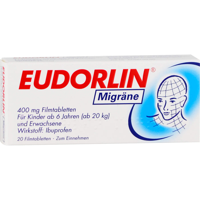 EUDORLIN Migräne 400 mg Filmtabletten zur Behandlung der akuten Kopfschmerzphase bei Migräne mit und ohne Aura, 20 St. Tabletten