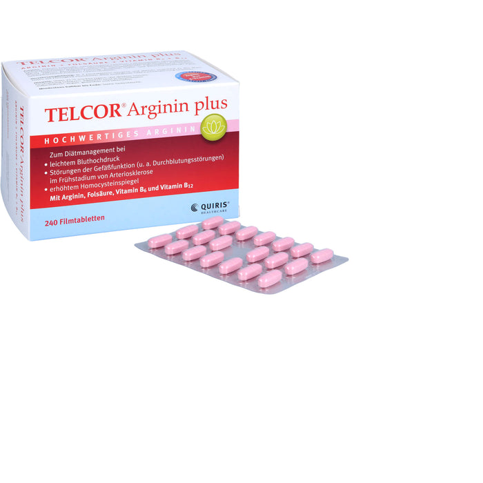 TELCOR Arginin plus Filmtabletten bei leichtem Bluthochdruck und Störungen der Gefäßfunktion, 240 pc Tablettes