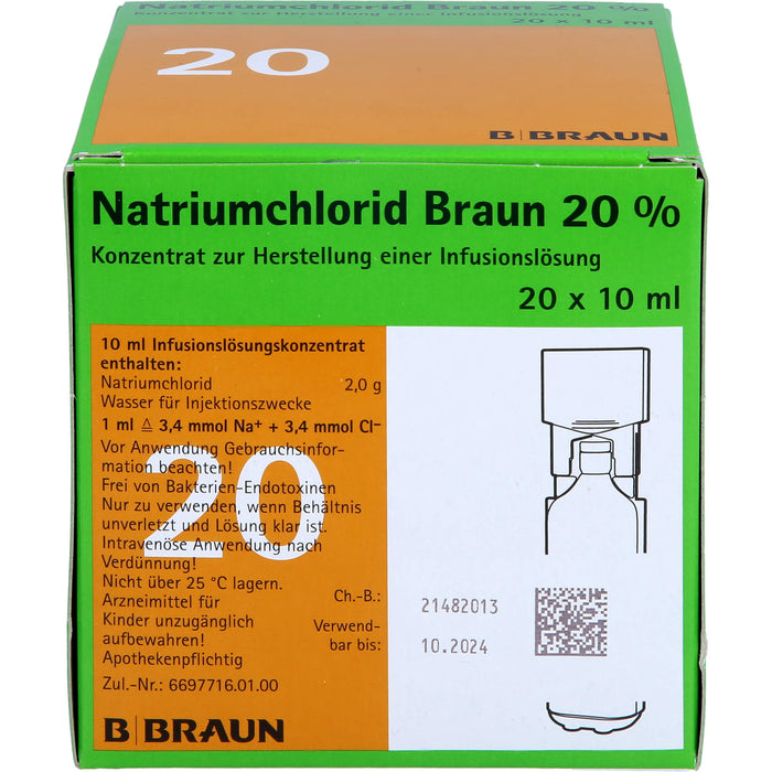 Natriumchlorid Braun 20 % MPC Konzentrat zur Herstellung einer Infusionslösung, Amp. 10 ml, 20X10 ml IFK