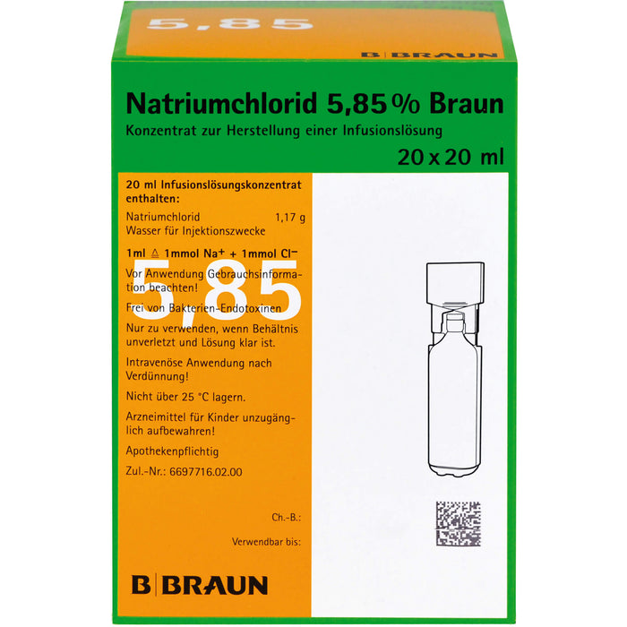 B. BRAUN Natriumchlorid 5,85 % MPC Ampullen, 20 pcs. Ampoules