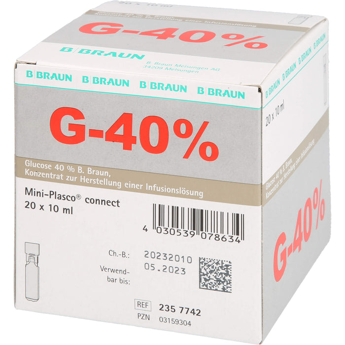 B. BRAUN Glucose 40% Konzentrat zur Herstellung einer Infusionslösung, 200 ml Solution