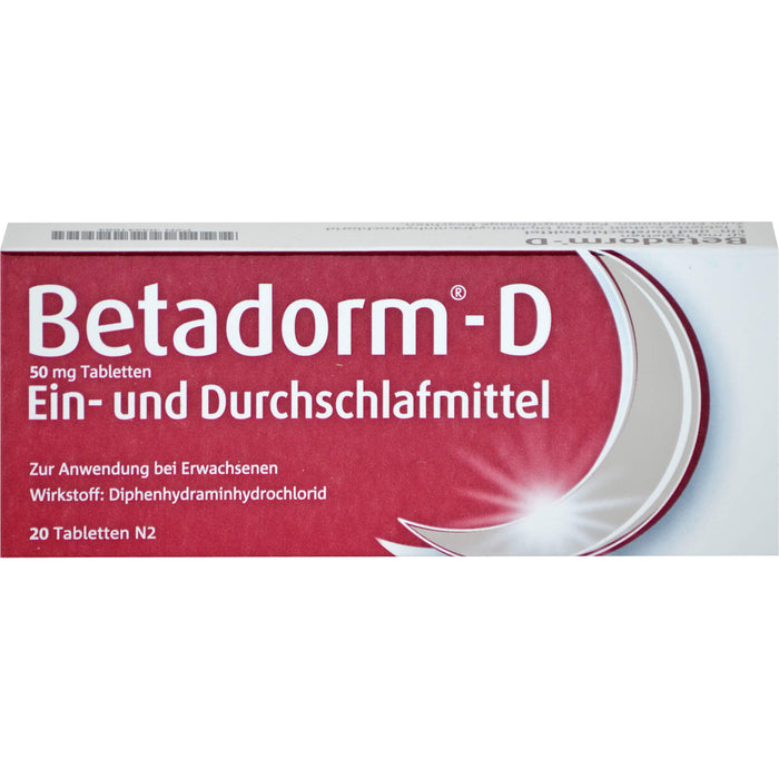 Betadorm-D 50 mg Tabletten Ein-und Durchschlafmittel, 20 pc Tablettes