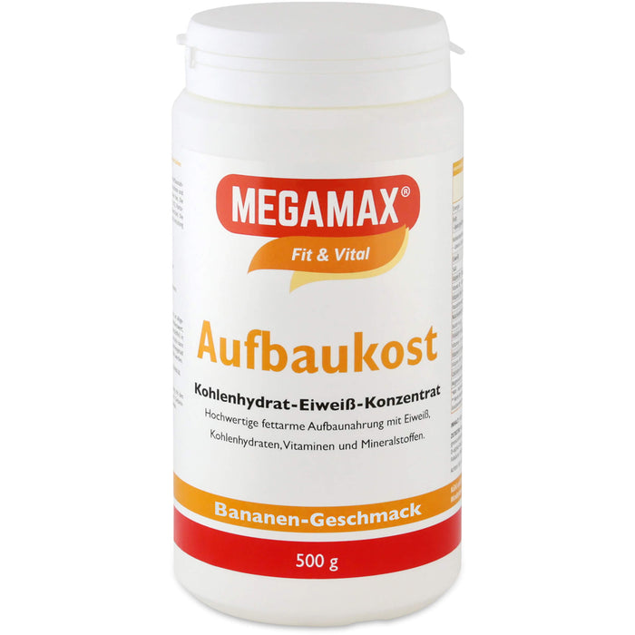 MEGAMAX Fit & Vital Aufbaukost Kohlenhydrat-Eiweiß-Konzentrat Bananen-Geschmack, 500 g Powder