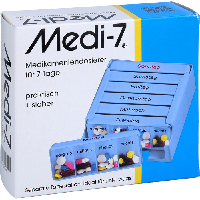 Medi-7 Medikamentendosierer für 7 Tage, blau, 1 pcs. Box