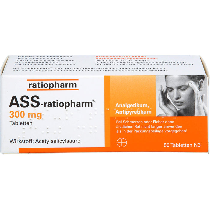 ASS-ratiopharm 300 mg Tabletten, 50 pc Tablettes