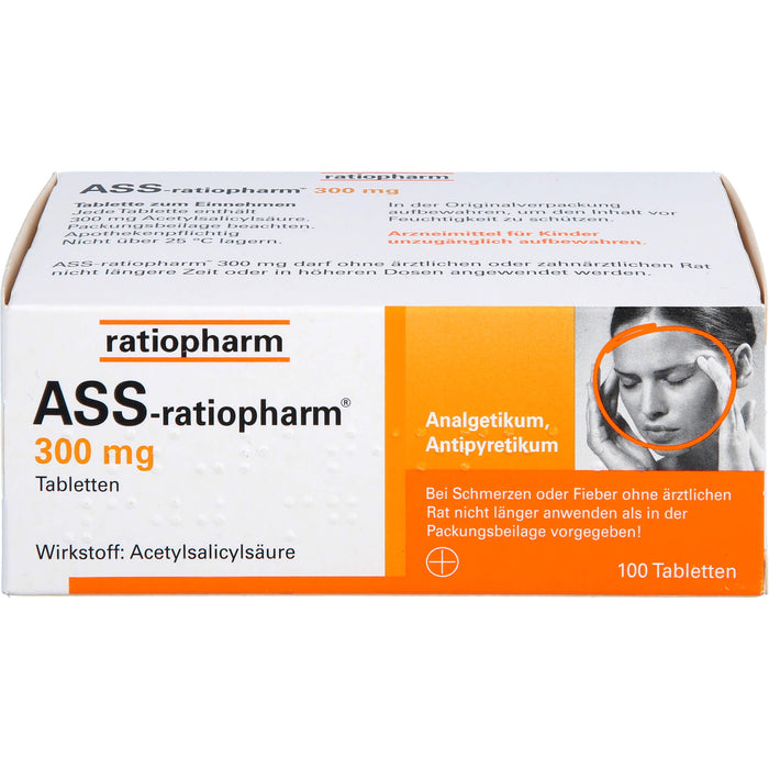 ASS-ratiopharm 300 mg Tabletten bei Schmerzen und Fieber, 100 pcs. Tablets