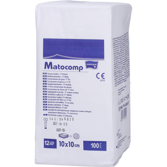 Mullkompressen MATOCOMP 10X10 BLISTER 12-FACH, 100 St KOM