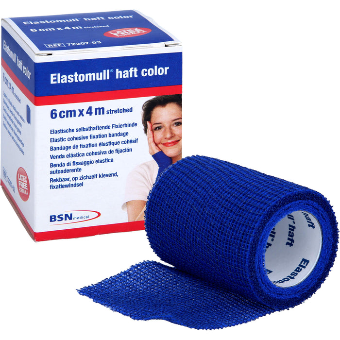 Elastomull haft 4mx6cm color blau, 1 St BIN