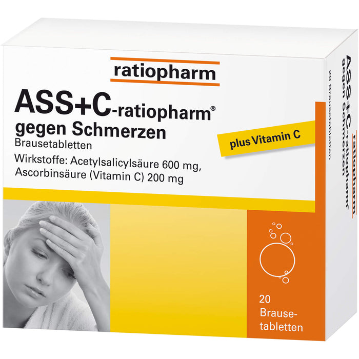 ASS+C-ratiopharm Brausetabletten gegen Schmerzen, 20 pcs. Tablets