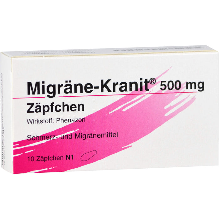 Migräne-Kranit 500 mg Zäpfchen Schmerz- und Migränemittel, 10 pc Suppositoires