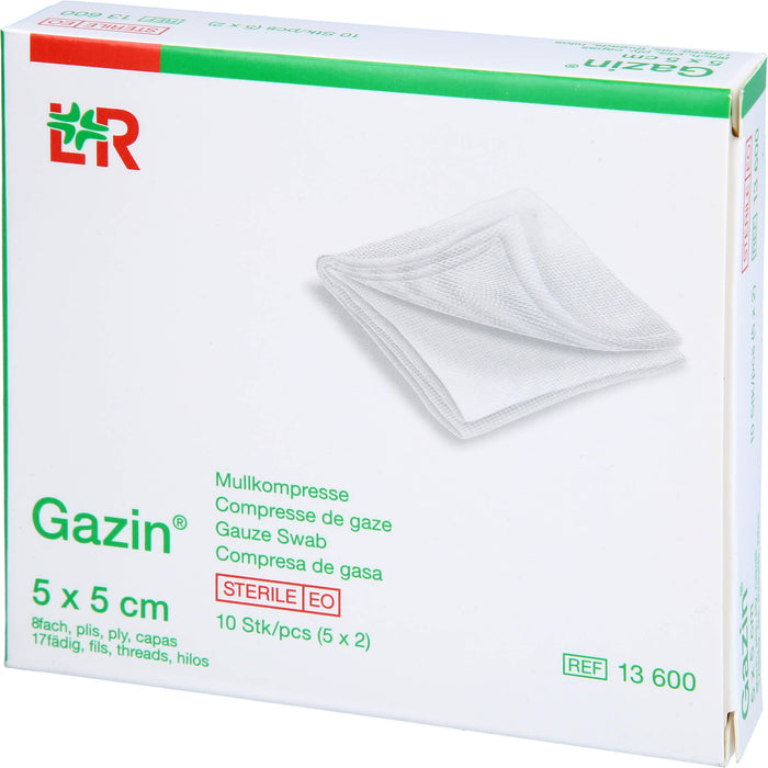 Gazin Mullkompressen 5 x 5 cm 8fach steril, 10 pcs. Compresses