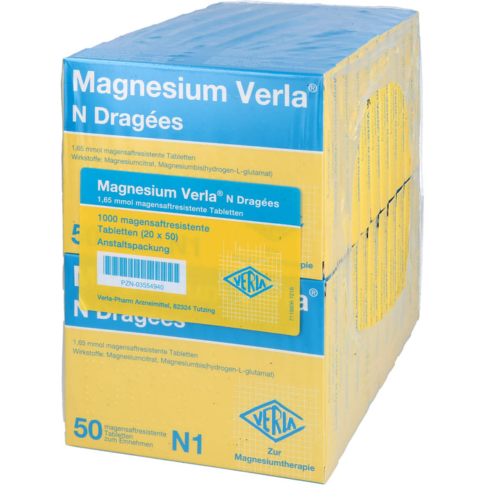 Magnesium Verla N Dragées, magensaftresistente Tabletten, 20X50 St TMR