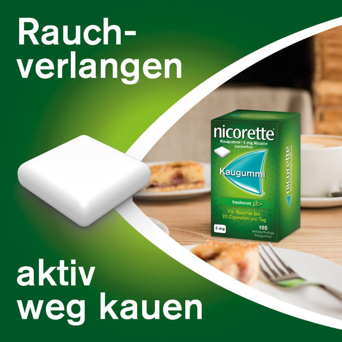 nicorette Kaugummi 2 mg Nicotin zuckerfrei freshmint, 105 pc Gomme à mâcher