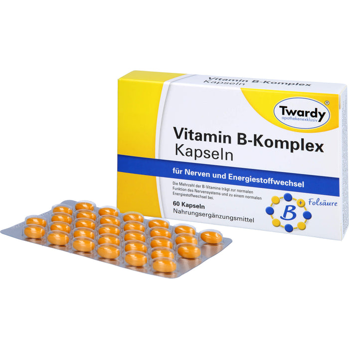 Twardy Vitamin B-Komplex Kapseln für Nerven und Energiestoffwechsel, 60 St. Kapseln