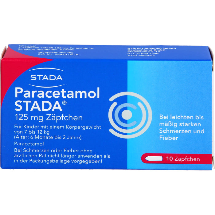 Paracetamol STADA 125 mg Zäpfchen, 10 pc Suppositoires