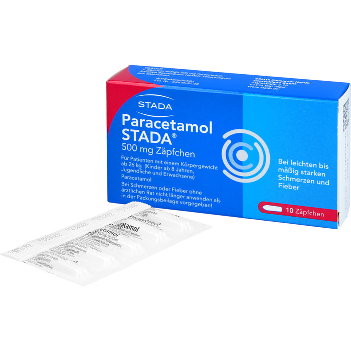 Paracetamol STADA 500 mg Zäpfchen bei Schmerzen und Fieber, 10 St. Zäpfchen