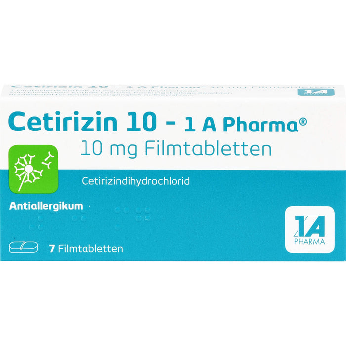 1 A Pharma Cetirizin 10 mg Filmtabletten bei Allergien, 7 pc Tablettes