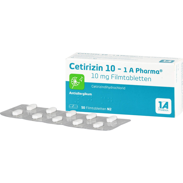 1A Pharma Cetirizin 10 mg Filmtabletten, 50 pcs. Tablets