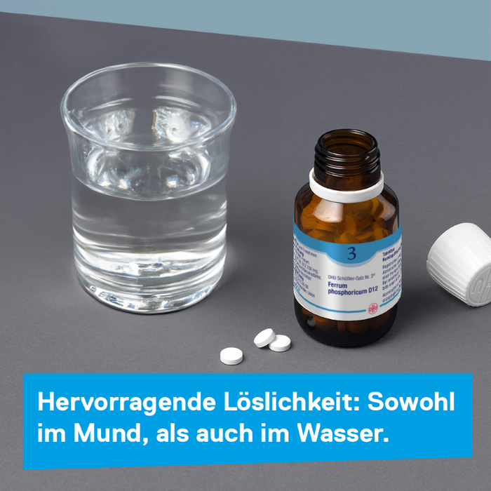 DHU Schüßler-Salz Nr. 3 Ferrum phosphoricum D3 – Das Mineralsalz des Immunsystems – das Original – umweltfreundlich im Arzneiglas, 200 pc Tablettes