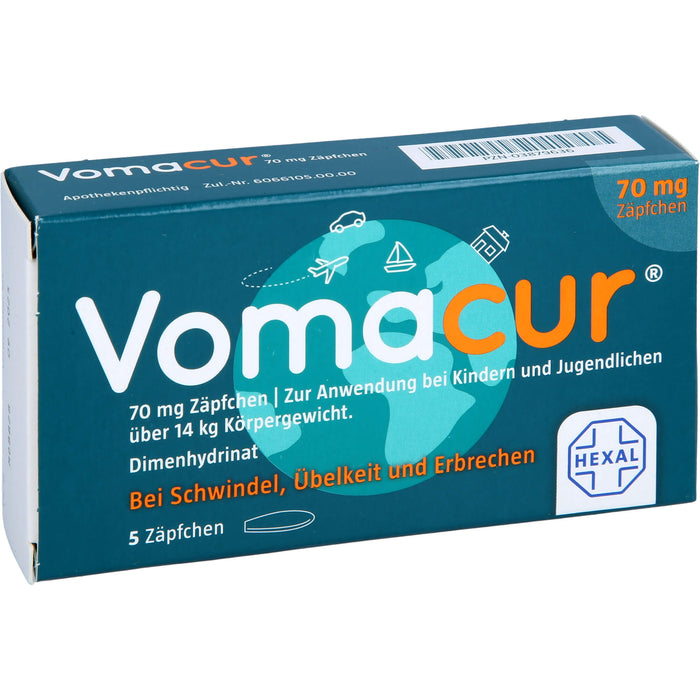 Vomacur 70 mg Zäpfchen, 5 St. Zäpfchen