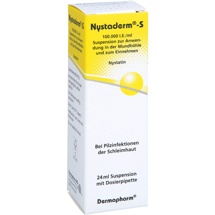 Nystaderm-S 100.000 I.E./ml Suspension bei Infektionen der Mundhöhle, des Rachenraumes und der Speiseröhre, 24 ml Solution