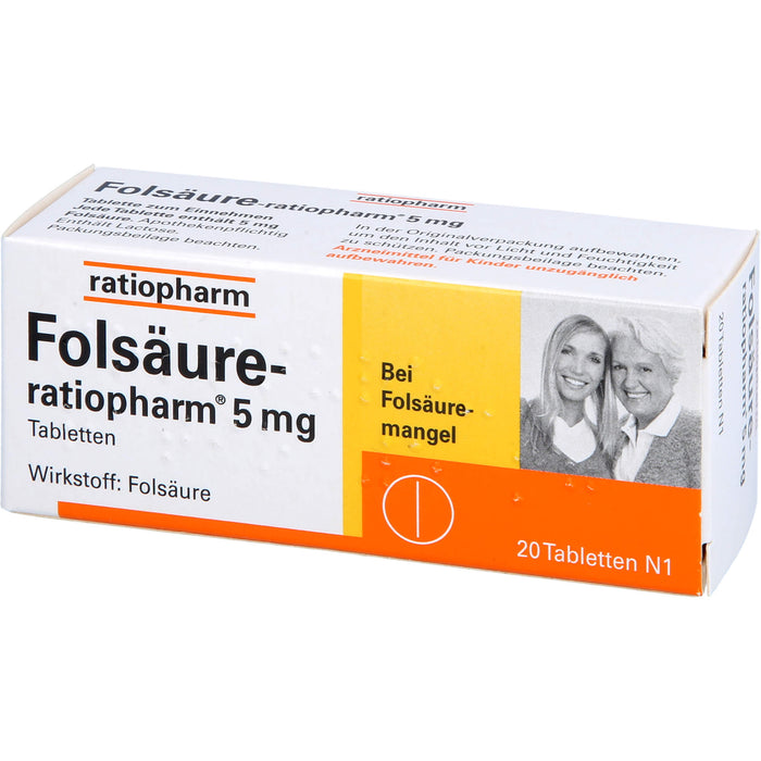 Folsäure-ratiopharm 5 mg Tbl., 20 pc Tablettes