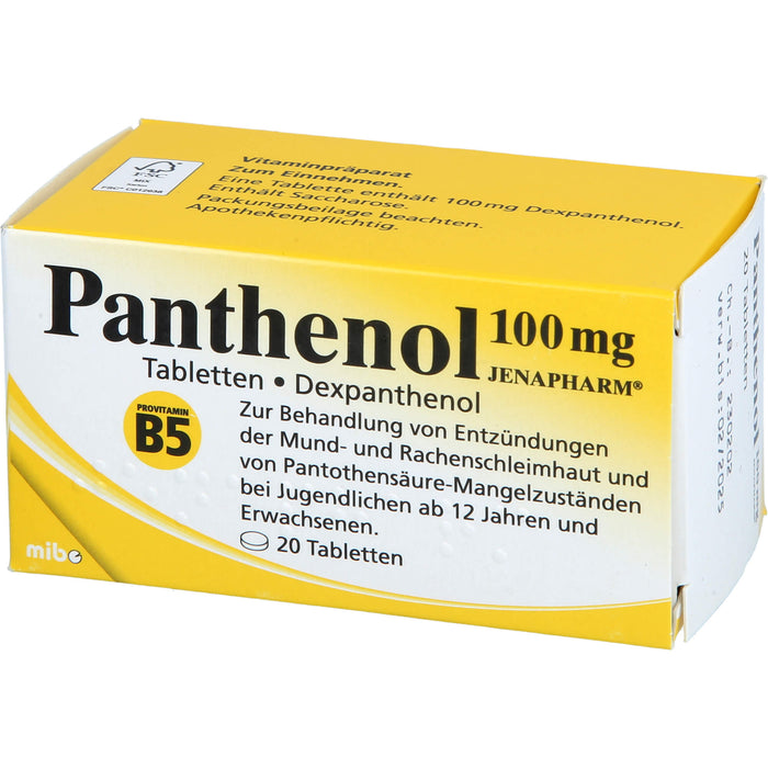 Panthenol 100 mg JENAPHARM Tabletten, 20 pcs. Tablets