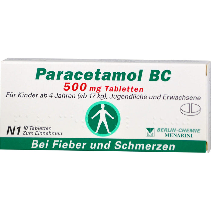 Paracetamol BC 500 mg Tabletten bei leichten bis mäßig starken Schmerzen und Fieber, 10 St. Tabletten