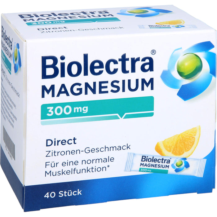 Biolectra Magnesium 300 mg direct Zitronengeschmack Pellets in Sticks, 40 pc Sachets