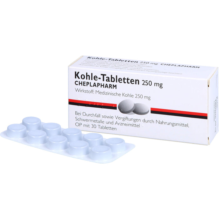 Kohle-Tabletten 250 mg bei Durchfall, 30 pcs. Tablets