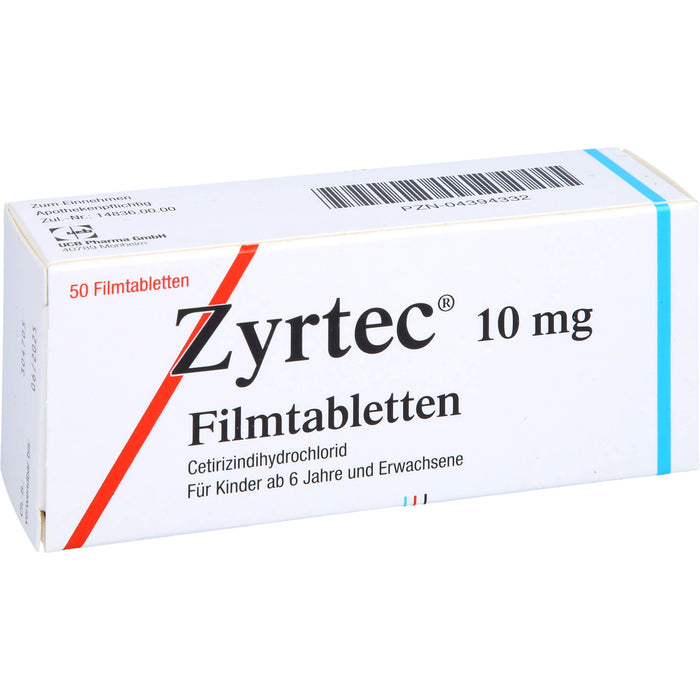 Zyrtec 10 mg Filmtabletten zur Linderung allergischer Rhinitis und Urtikaria, 50 pcs. Tablets