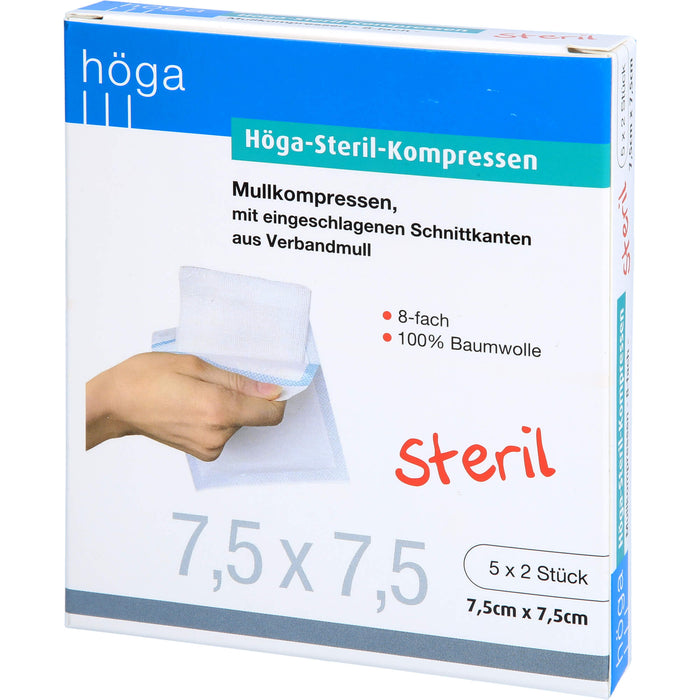 Höga-Steril-Kompressen Mullkompressen 8-fach steril 7,5 x 7,5 cm, 10 pcs. Compresses