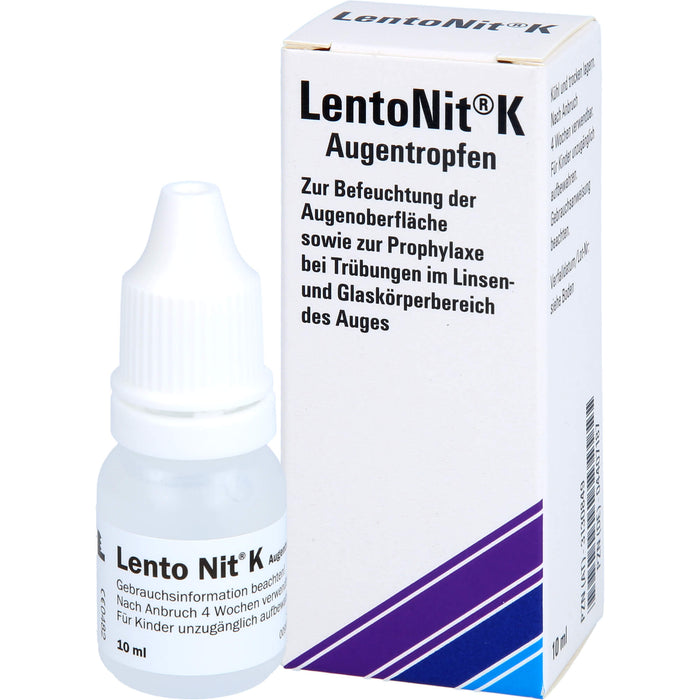 Lento Nit K Augentropfen zur Befeuchtung der Augenoberfläche sowie zur Prophylaxe bei Trübungen im Linsen- und Glaskörperbereich des Auges, 10 ml Lösung