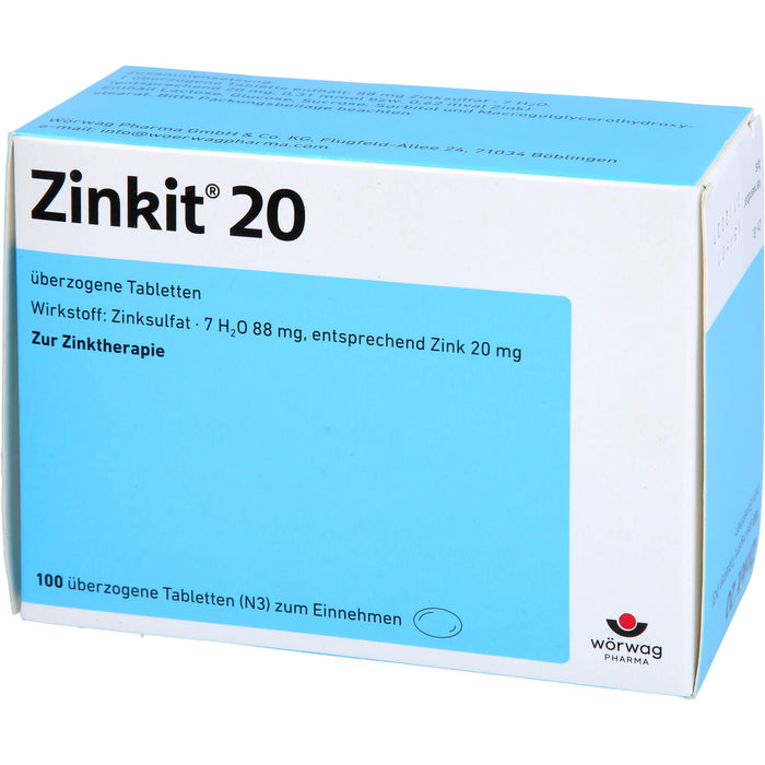 Zinkit 20, Überzogene Tabletten, 100 St UTA