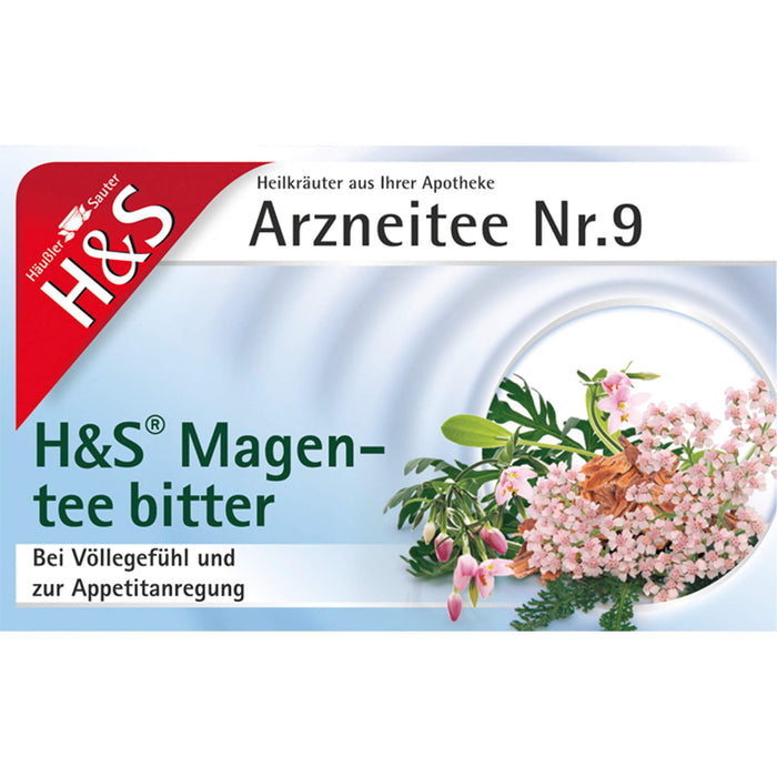 H&S Arzneitee Nr.9 Magentee bitter bei Völlegefühl und zur Appetitanregung, 20 pcs. Filter bag