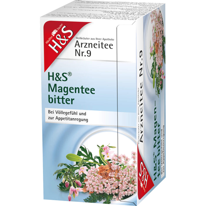 H&S Arzneitee Nr.9 Magentee bitter bei Völlegefühl und zur Appetitanregung, 20 pcs. Filter bag