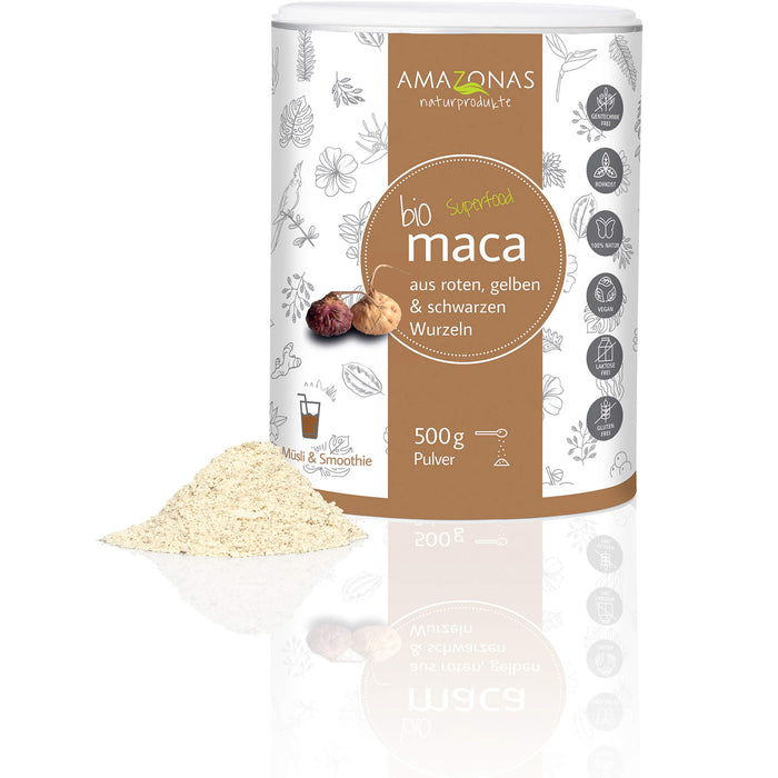 AMAZONAS Naturprodukte Bio Maca Pulver, 500 g Powder