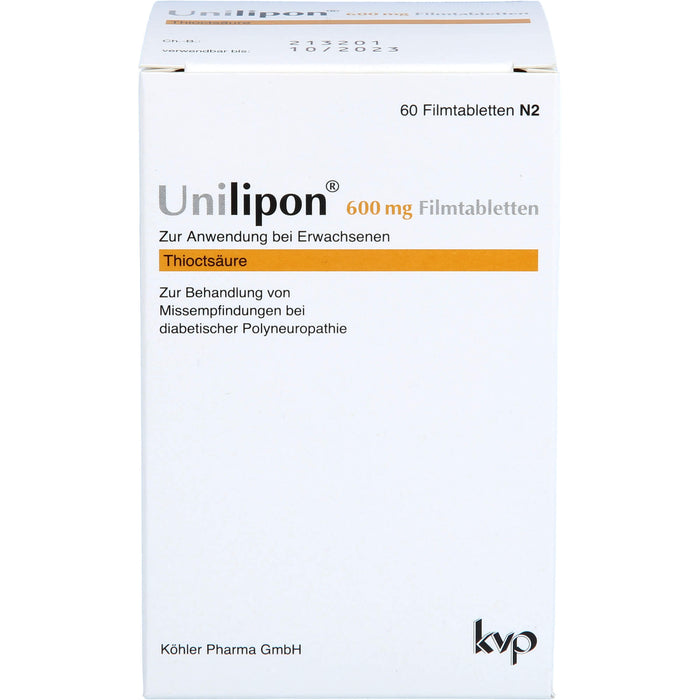 Unilipon 600 mg Filmtabletten bei Missempfindungen bei diabetischer Polyneuropathie, 60 pcs. Tablets