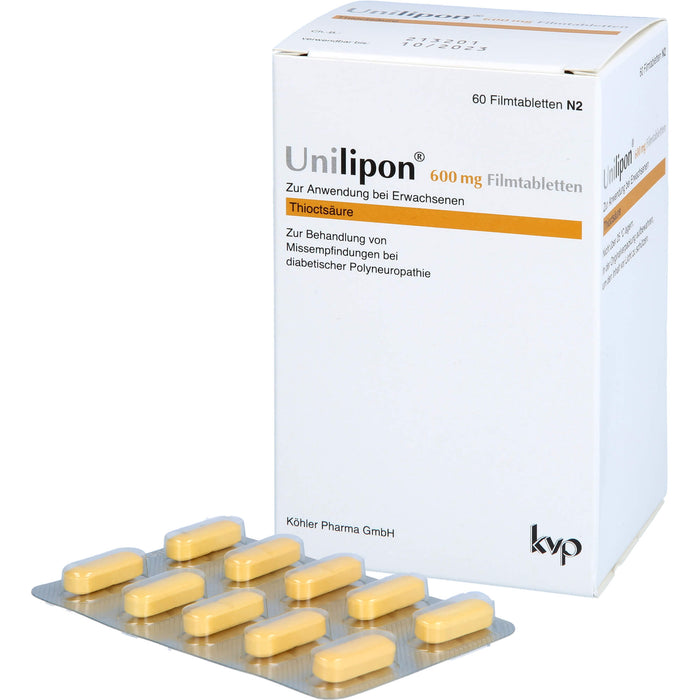 Unilipon 600 mg Filmtabletten bei Missempfindungen bei diabetischer Polyneuropathie, 60 pc Tablettes