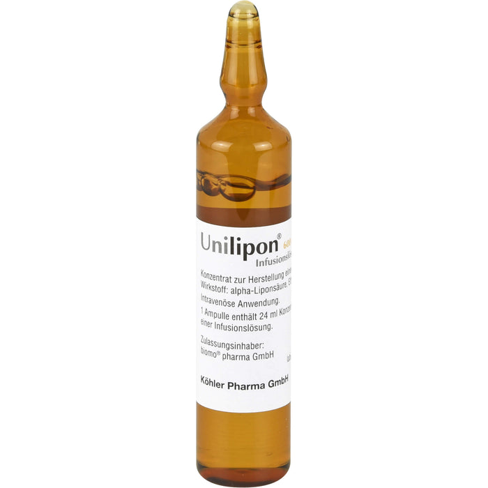 Unilipon 600 mg Infusionslösungskonzentrat bei Missempfindungen bei diabetischer Polyneuropathie, 10 pc Ampoules