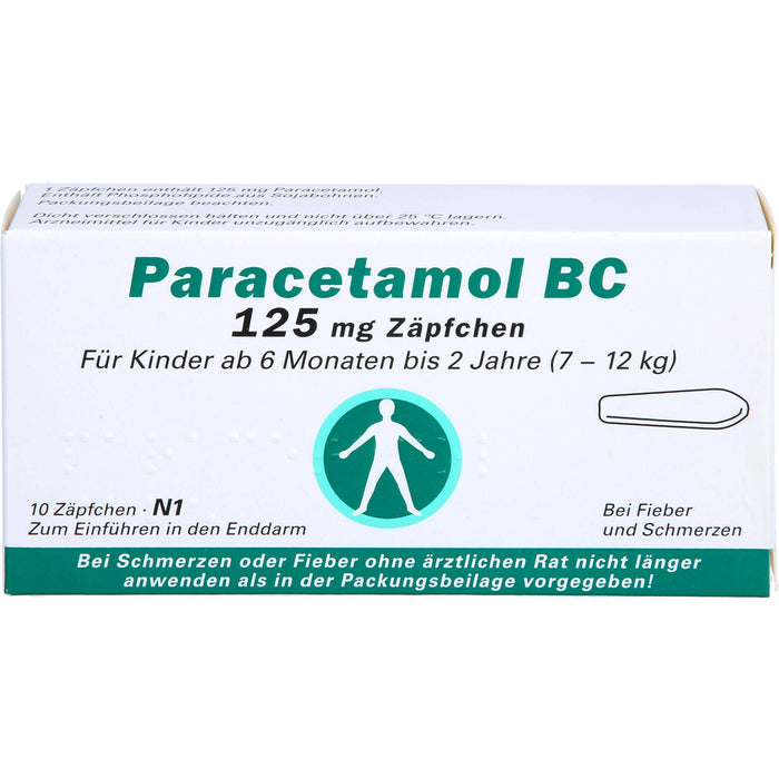 Paracetamol BC 125 mg Zäpfchen bei Fieber und Schmerzen, 10 pc Suppositoires