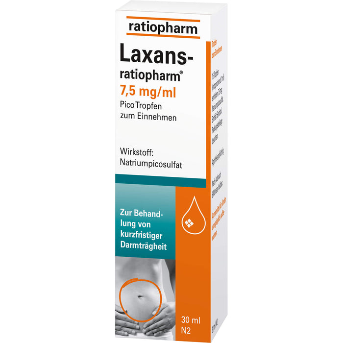 Laxans-ratiopharm 7,5 mg/ml Pico Tropfen zur Behandlung von kurzfristiger Darmträgheit, 50 ml Lösung