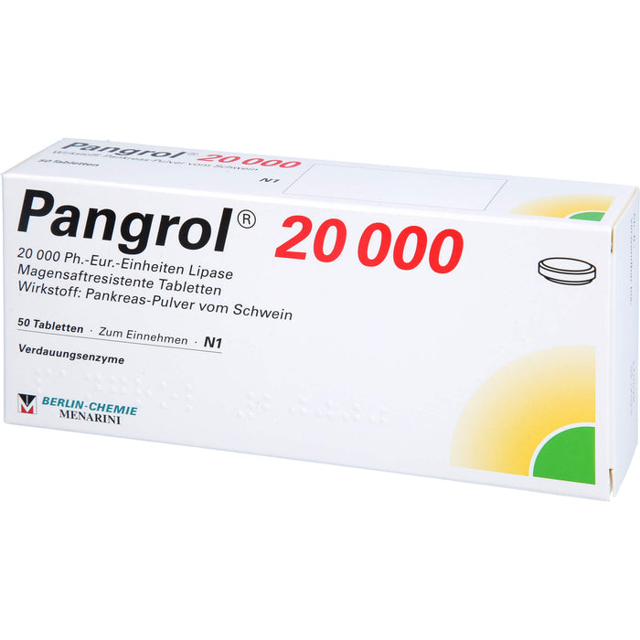 Pangrol 20 000 Ph.-Eur.-Einheiten Lipase Tabletten, 50 St. Tabletten