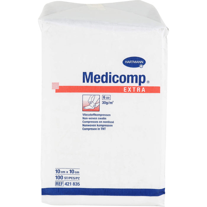 Medicomp Extra Vliesstoffkompressen 10 cm x 10 cm unsteril, 100 pcs. Compresses