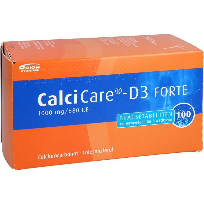 CalciCare-D3 forte 1000 mg/880 I.E. Brausetabletten zur Prävention und Behandlung von Osteoporose, 100 pc Tablettes