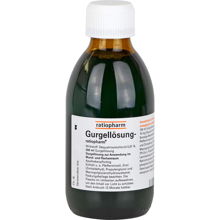 Gurgellösung-ratiopharm bei Mund- und Rachenentzündungen, 200 ml Lösung