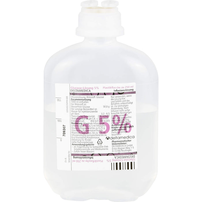 Glucose-Lösung 5 % DELTAMEDICA Infusionslösung, 250 ml Plastikflasche, 10X250 ml INF