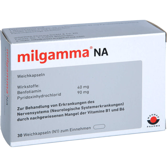 milgamma NA Weichkapseln zur Behandlung von Erkrankungen des Nervensystems durch nachgewiesenen Mangel an Vitamin B1 und B6, 30 pcs. Capsules