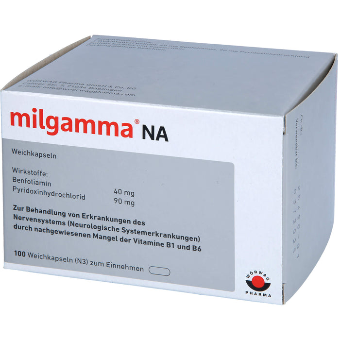 milgamma NA Weichkapseln bei Erkrankungen des Nervensystems durch nachgewiesenen Mangel der Vitamine B1 und B6, 100 pc Capsules