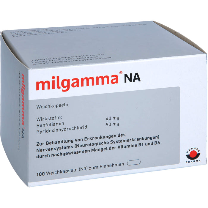 milgamma NA Weichkapseln bei Erkrankungen des Nervensystems durch nachgewiesenen Mangel der Vitamine B1 und B6, 100 pc Capsules